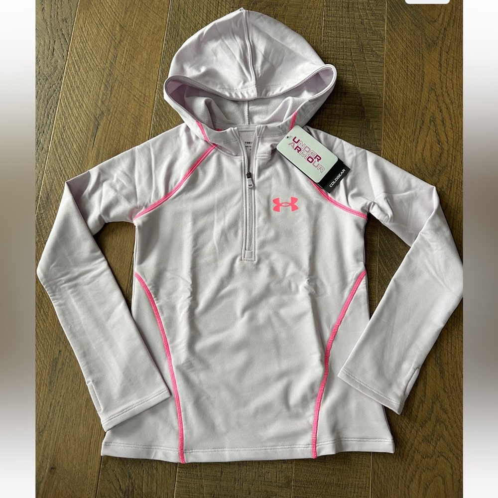 UA Big Girl ColdGear 1/2 Zip Hooded Top